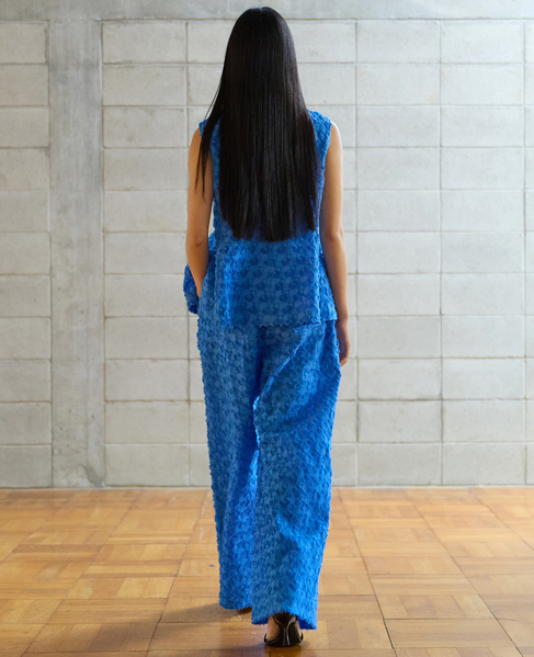 カットジャガードスリーブレスブラウス 詳細画像 ブルー 5