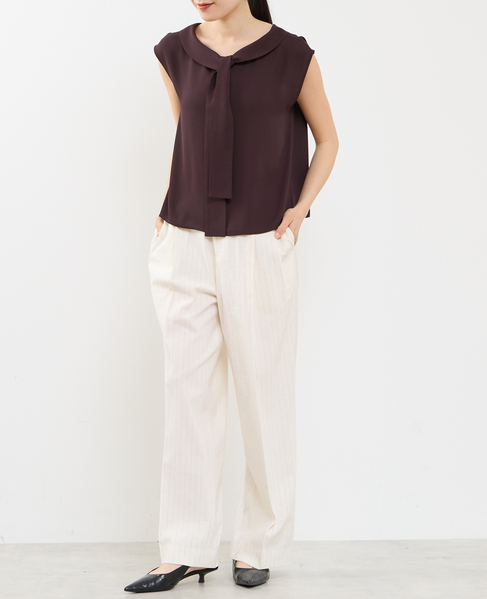 ボウタイ2WAYブラウス 詳細画像 ブラウン 1