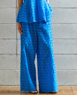 カットジャガードワイドパンツ