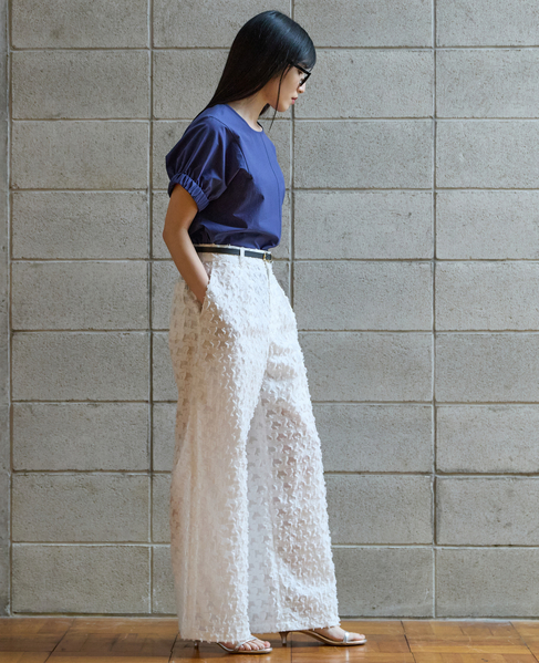 カットジャガードワイドパンツ 詳細画像 ホワイト 4