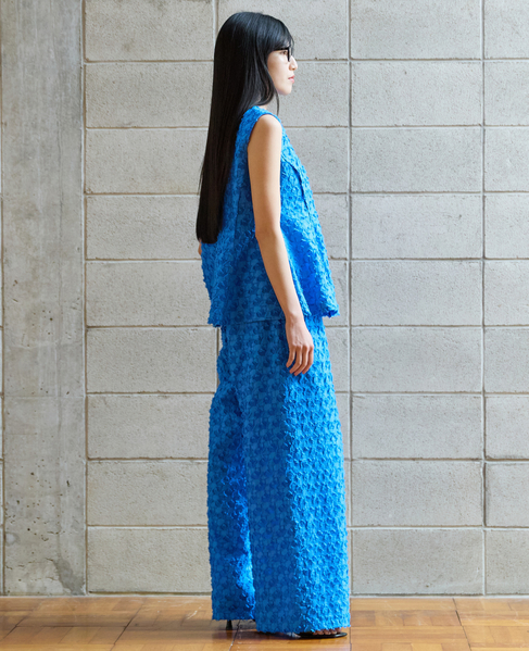 カットジャガードワイドパンツ 詳細画像 ブルー 3