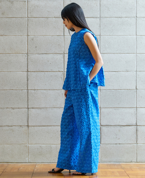 カットジャガードワイドパンツ 詳細画像 ブルー 4