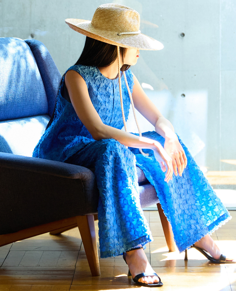 カットジャガードワイドパンツ 詳細画像 ブルー 7