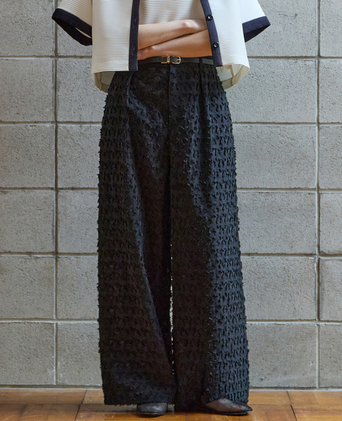 カットジャガードワイドパンツ 詳細画像 ブラック 1