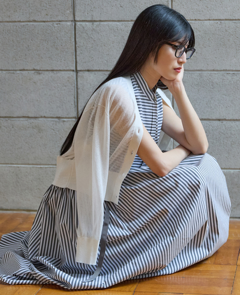 リネンMIX Vネックカーディガン 詳細画像 ホワイト 1