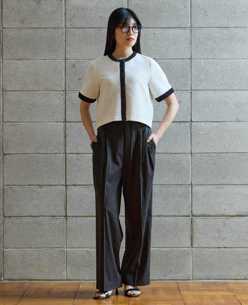 バイカラーカーディガン 詳細画像 ホワイト×ブラック 4