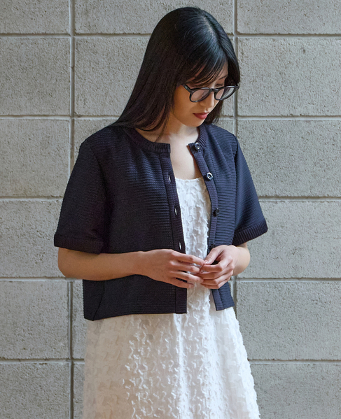 バイカラーカーディガン 詳細画像 ブラック 1