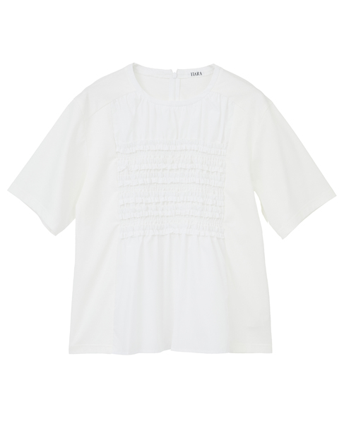 フリルシャーリングコンビTブラウス 詳細画像 ホワイト 1