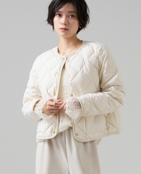 《別注》【TAION×Liesse】コーデュロイパイピングショートダウンジャケット 詳細画像 アイボリー 1
