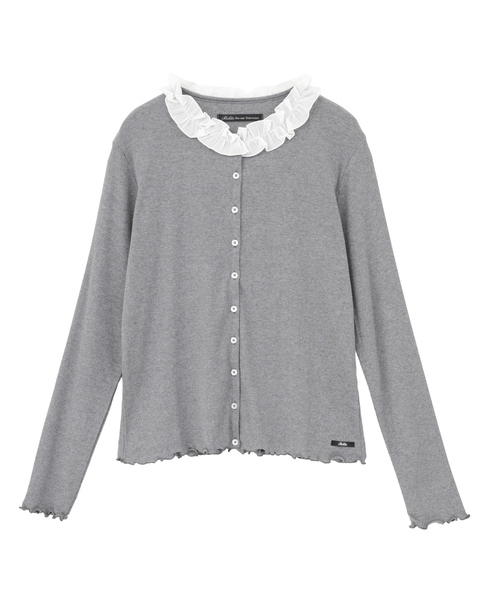 【Bilitis dix-sept ans/ビリティス・ディセッタン】Frill Collar Cardigan 詳細画像 グレー 1