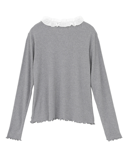 【Bilitis dix-sept ans/ビリティス・ディセッタン】Frill Collar Cardigan 詳細画像 グレー 2