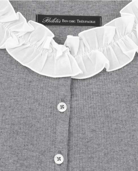 【Bilitis dix-sept ans/ビリティス・ディセッタン】Frill Collar Cardigan 詳細画像 グレー 6