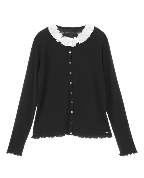 【Bilitis dix-sept ans/ビリティス・ディセッタン】Frill Collar Cardigan 詳細画像 ブラック 1