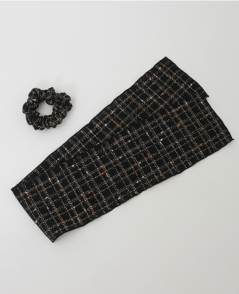【TRESSE/トレス】Tweed ribbon chouchou 詳細画像 ブラック 4