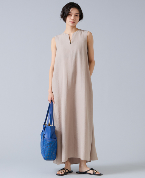 後ろあきノースリーブマキシワンピース 詳細画像 ベージュ 3