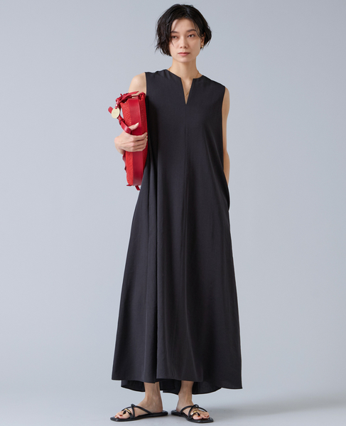 後ろあきノースリーブマキシワンピース 詳細画像 ブラック 2