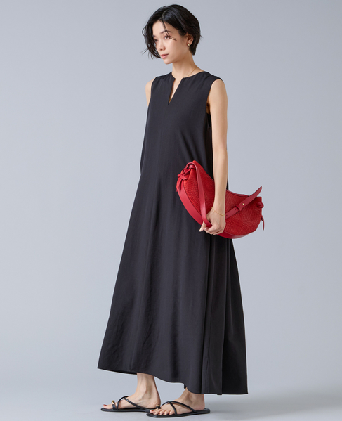 後ろあきノースリーブマキシワンピース 詳細画像 ブラック 3