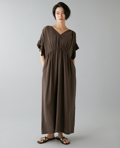 袖フリルワンピース 詳細画像 ブラウン 1