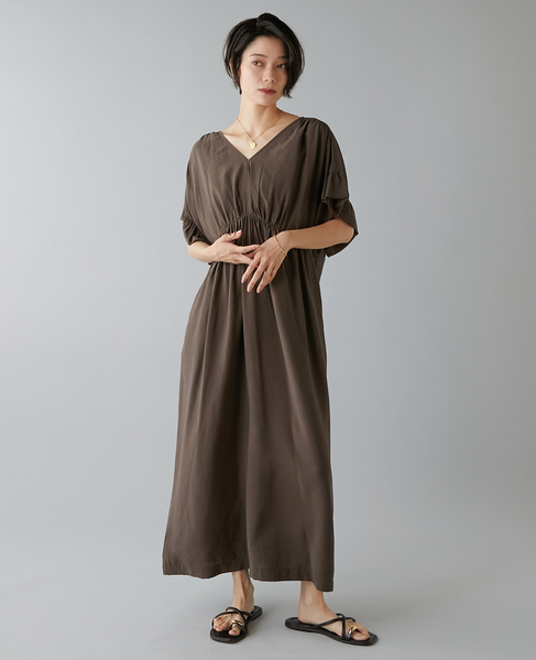 袖フリルワンピース 詳細画像 ブラウン 2