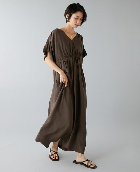 袖フリルワンピース 詳細画像 ブラウン 3