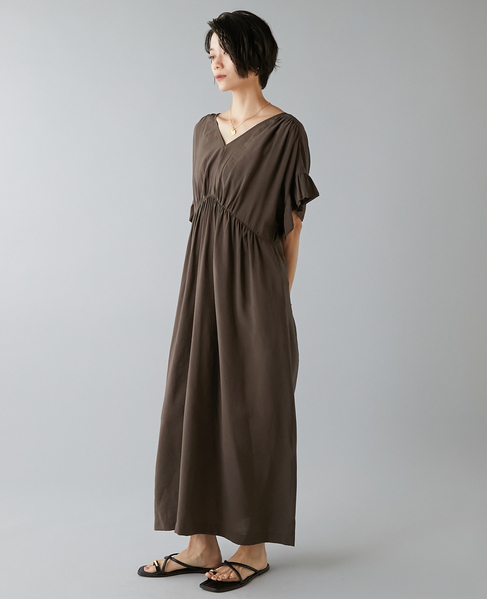 袖フリルワンピース 詳細画像 ブラウン 4