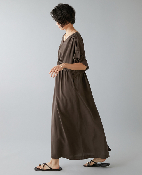 袖フリルワンピース 詳細画像 ブラウン 5