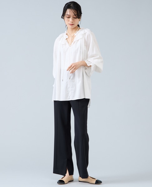 フリルネックブラウス 詳細画像 ホワイト 2