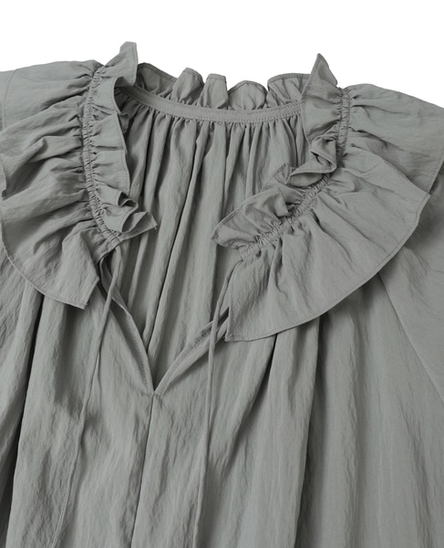 フリルネックブラウス 詳細画像 セージ 11