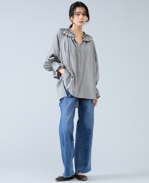 フリルネックブラウス 詳細画像 セージ 3