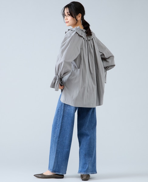 フリルネックブラウス 詳細画像 セージ 6