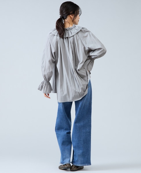 フリルネックブラウス 詳細画像 セージ 7