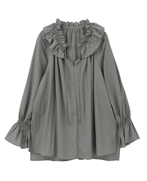 フリルネックブラウス 詳細画像 セージ 9