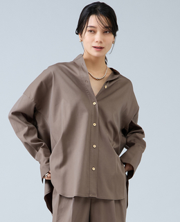 バンドカラーロングシャツ
