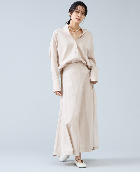 バンドカラーロングシャツ 詳細画像 ライトベージュ 2