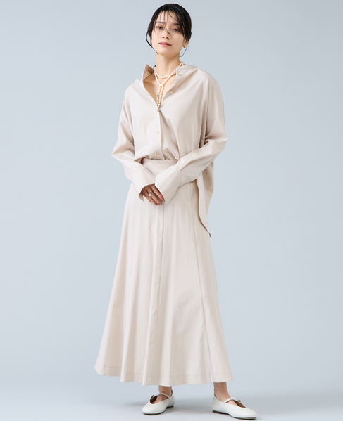 バンドカラーロングシャツ 詳細画像 ライトベージュ 3