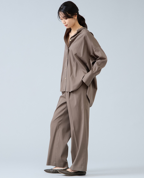 バンドカラーロングシャツ 詳細画像 カーキ 4