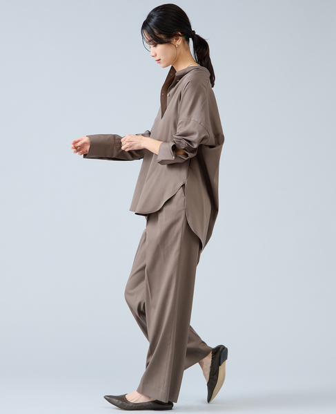 バンドカラーロングシャツ 詳細画像 カーキ 5