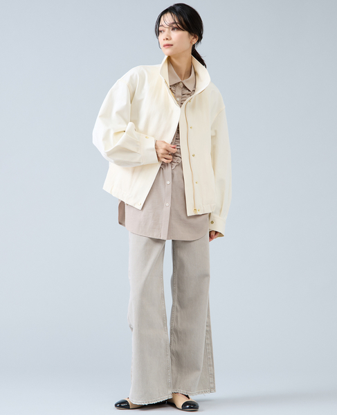 シャンブレーフリルシャツブラウス 詳細画像 ベージュ 10