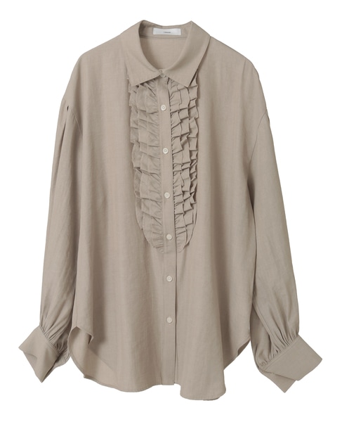 シャンブレーフリルシャツブラウス 詳細画像 ベージュ 11