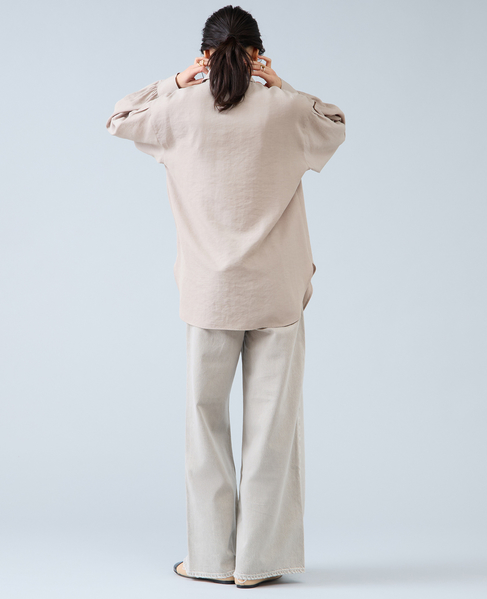 シャンブレーフリルシャツブラウス 詳細画像 ベージュ 7