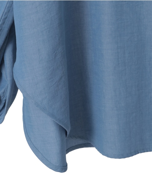 シャンブレーフリルシャツブラウス 詳細画像 サックスブルー 11