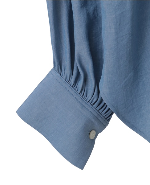 シャンブレーフリルシャツブラウス 詳細画像 サックスブルー 13