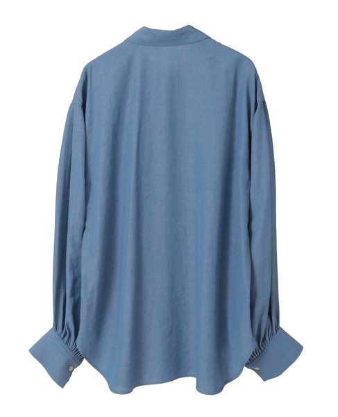 シャンブレーフリルシャツブラウス 詳細画像 サックスブルー 8