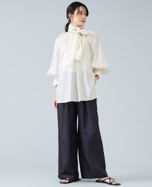 ボウタイ付きギャザーブラウス 詳細画像 アイボリー 11