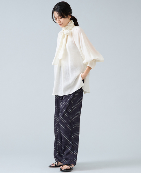 ボウタイ付きギャザーブラウス 詳細画像 アイボリー 12