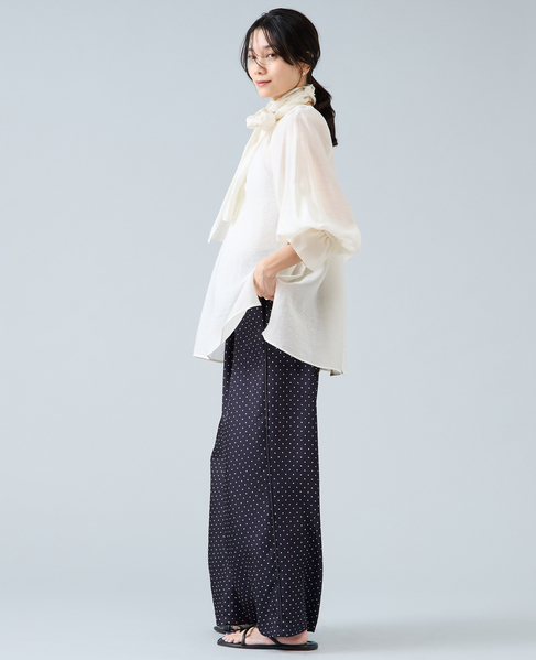 ボウタイ付きギャザーブラウス 詳細画像 アイボリー 13