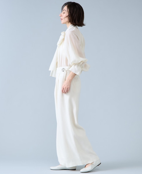 ボウタイ付きギャザーブラウス 詳細画像 アイボリー 6