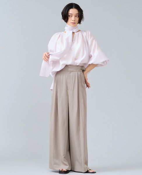 ボウタイ付きギャザーブラウス 詳細画像 ピンク 4