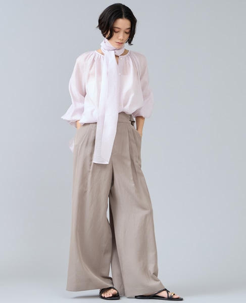 ボウタイ付きギャザーブラウス 詳細画像 ピンク 5