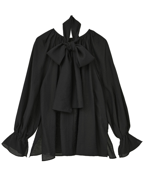 ボウタイ付きギャザーブラウス 詳細画像 ネイビー 11